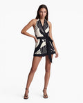 Halter Neck Printed Wrap Mini Dress