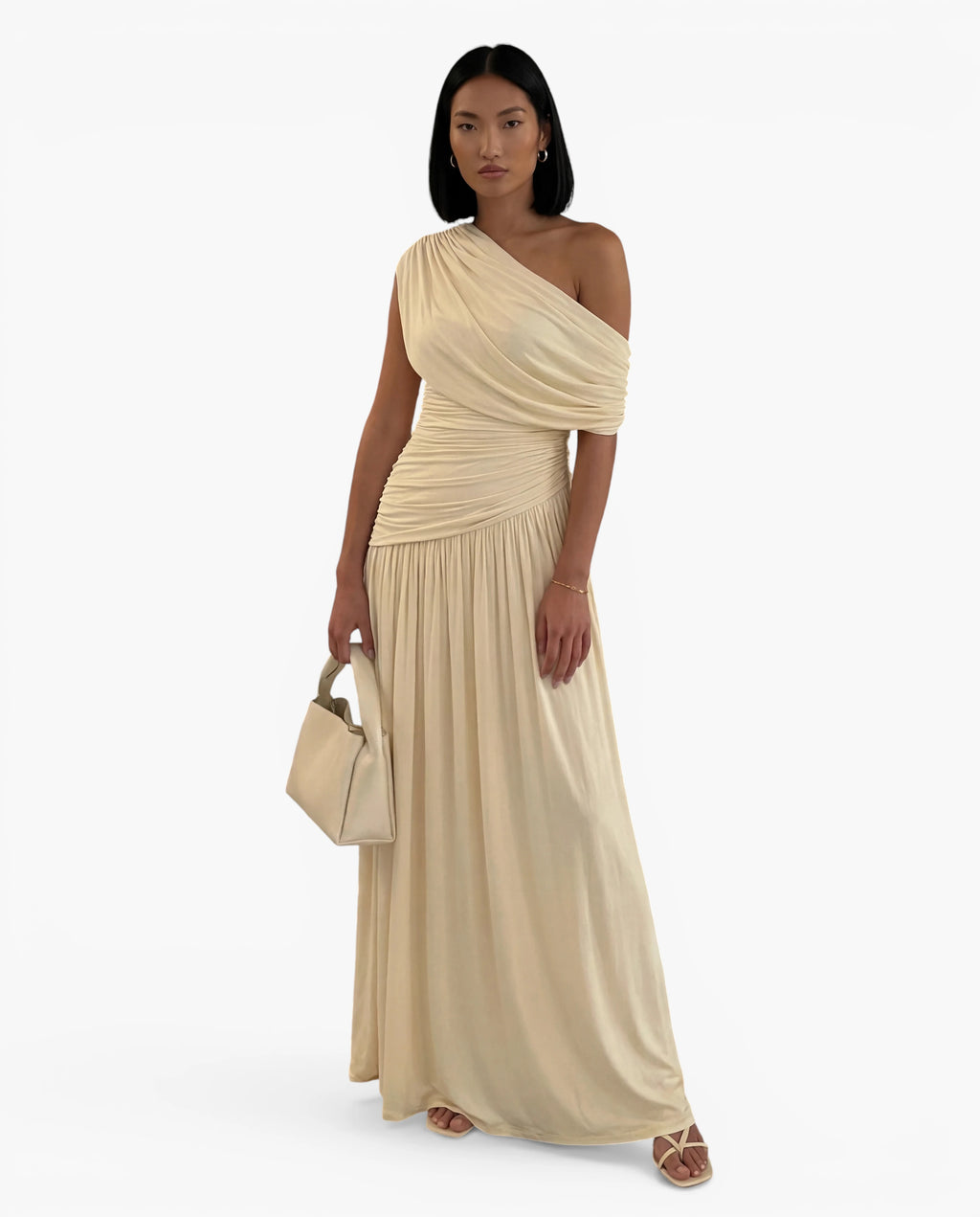 One Shoulder Draped Maxi Dress