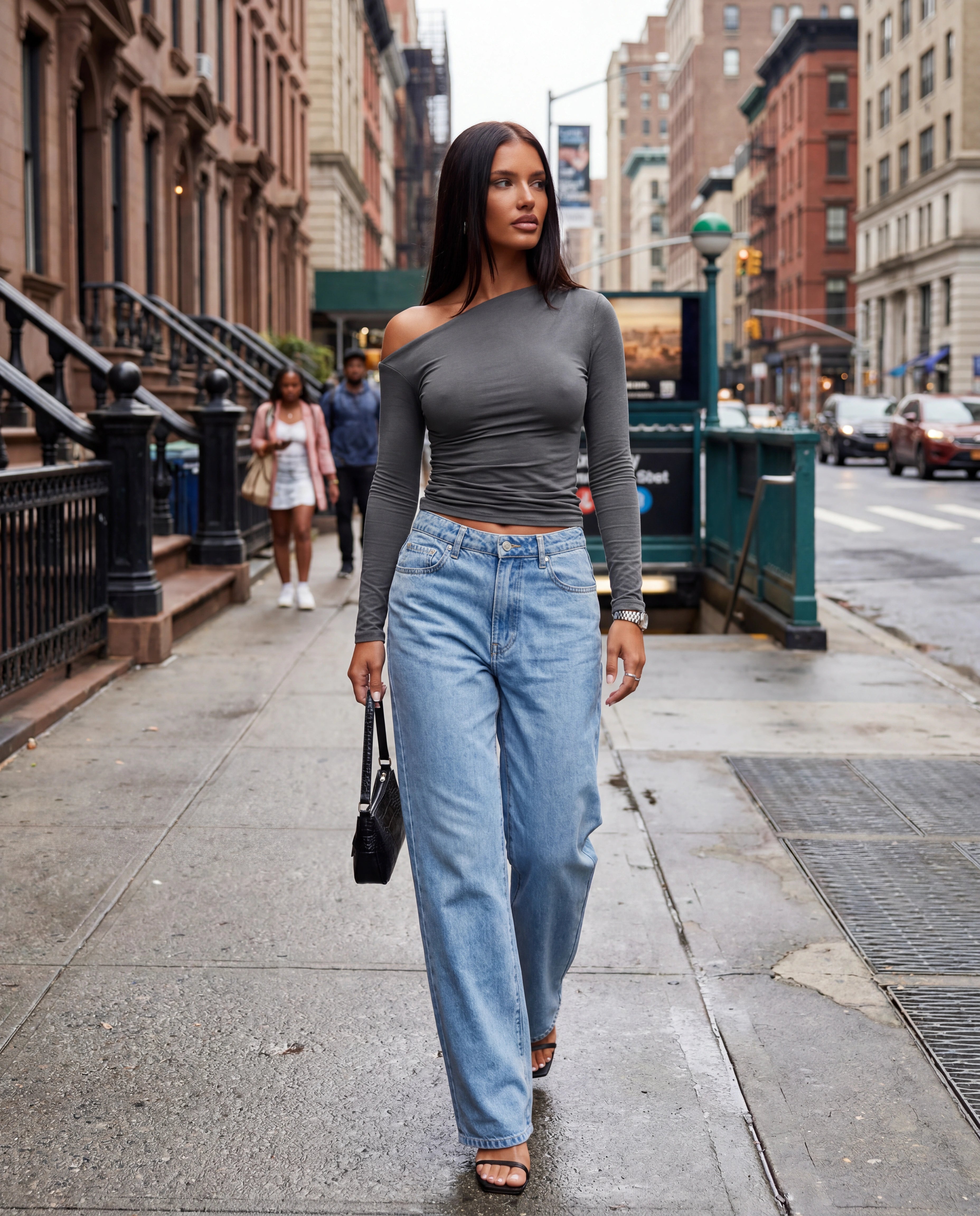 Asymmetric One Shoulder Long Sleeve Top
