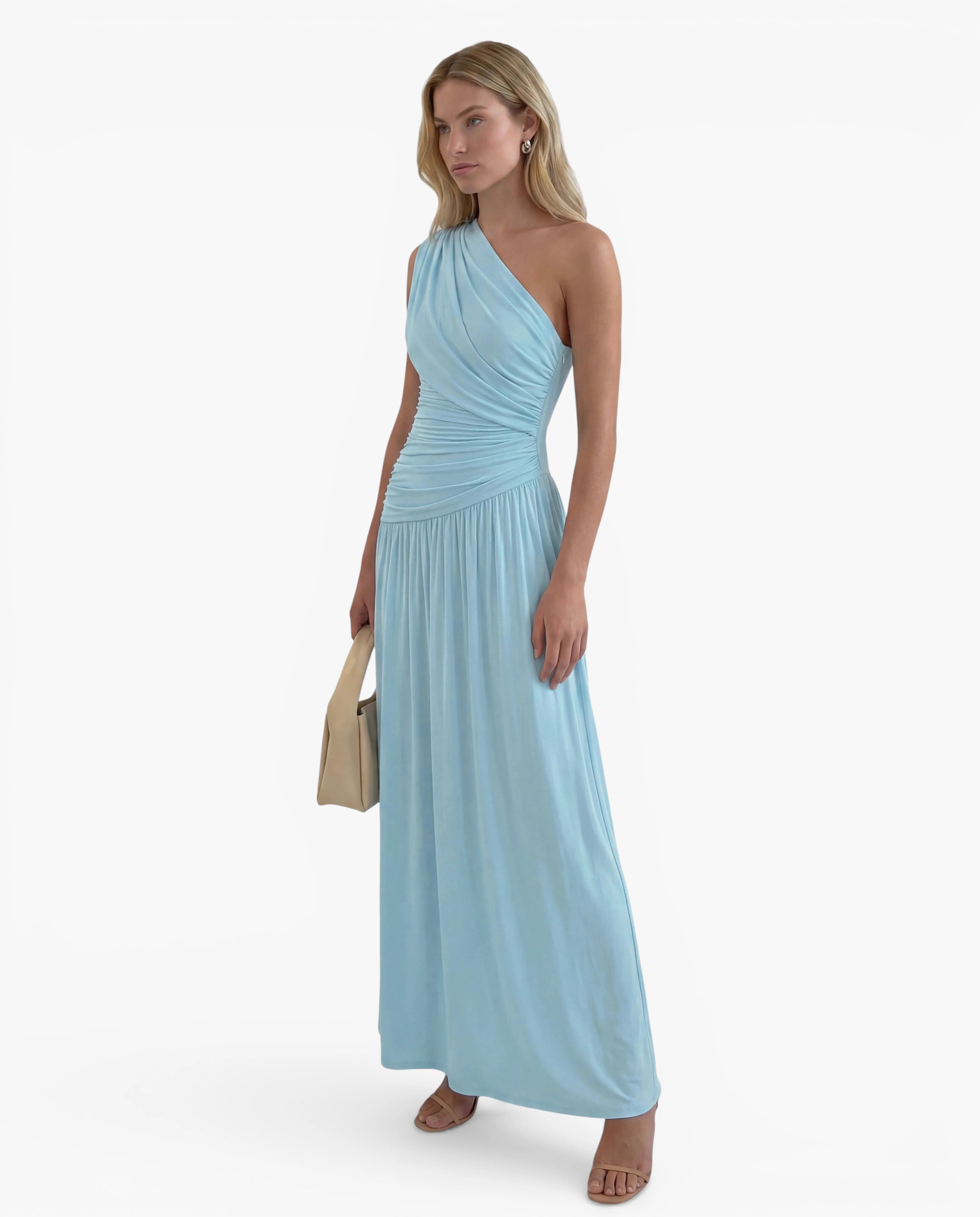 One Shoulder Draped Maxi Dress