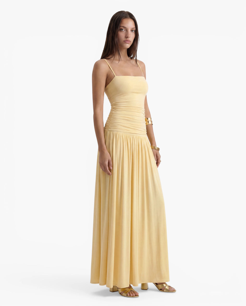 Halter Neck Ruched Maxi Dress
