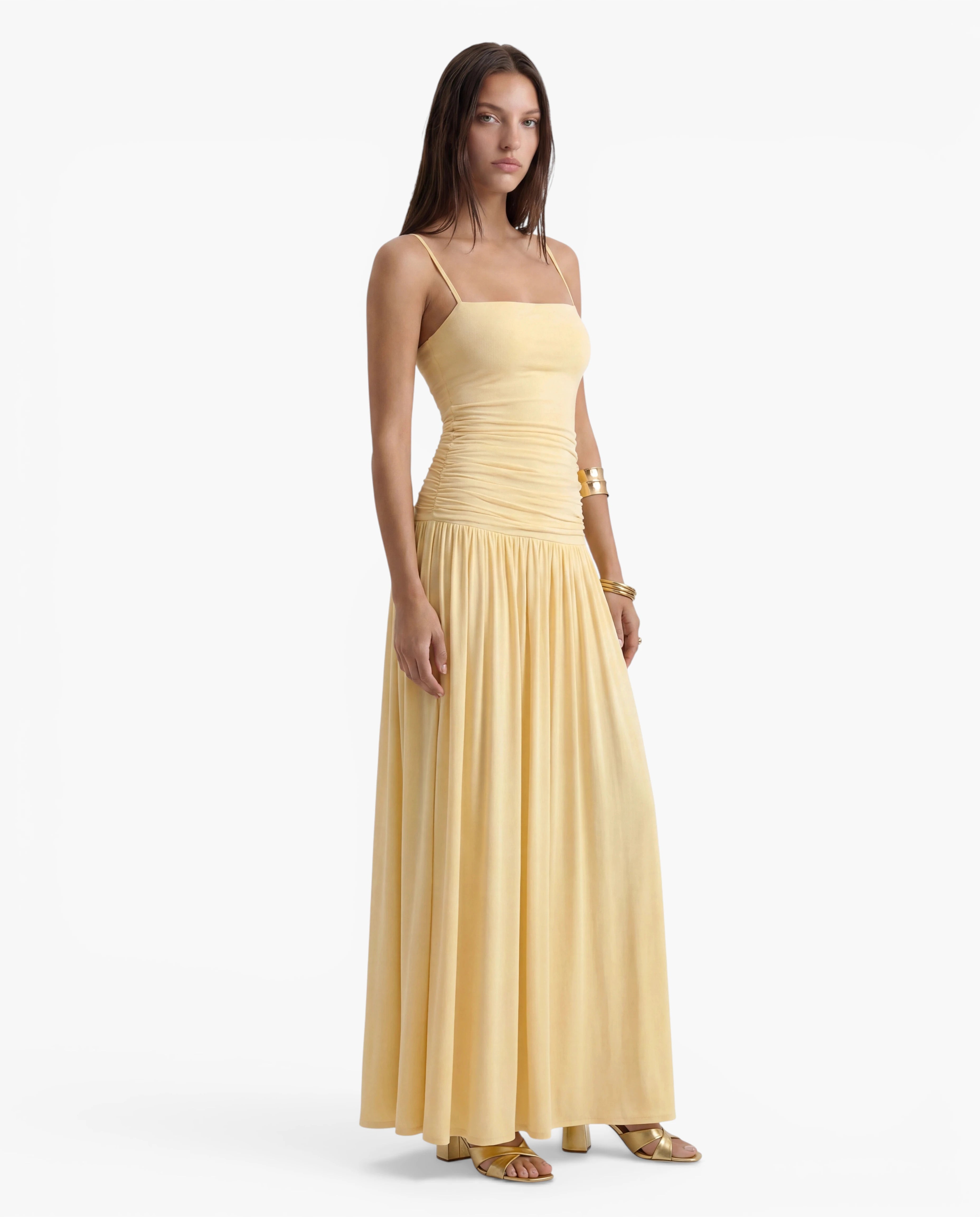 Halter Neck Ruched Maxi Dress