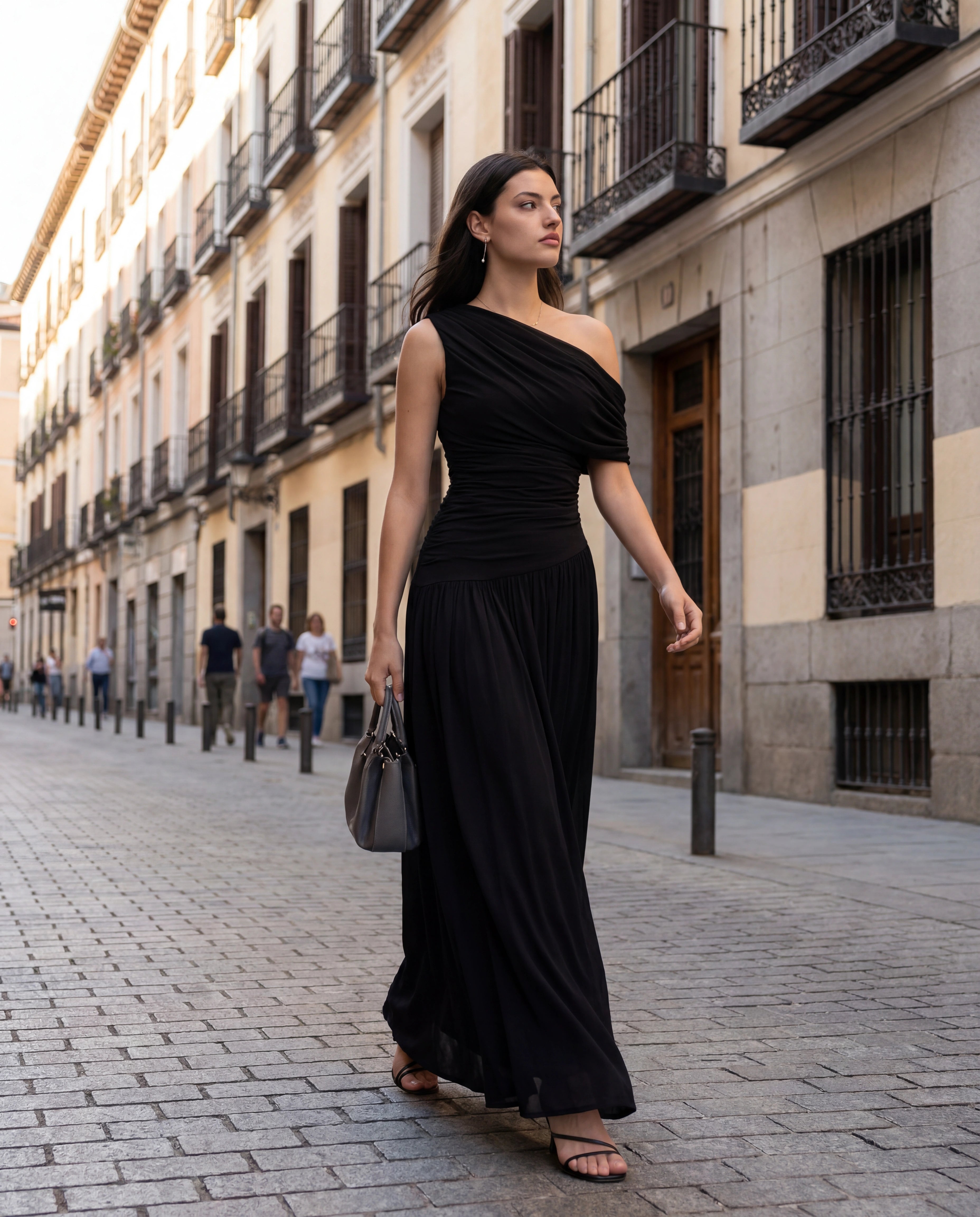 One Shoulder Draped Maxi Dress
