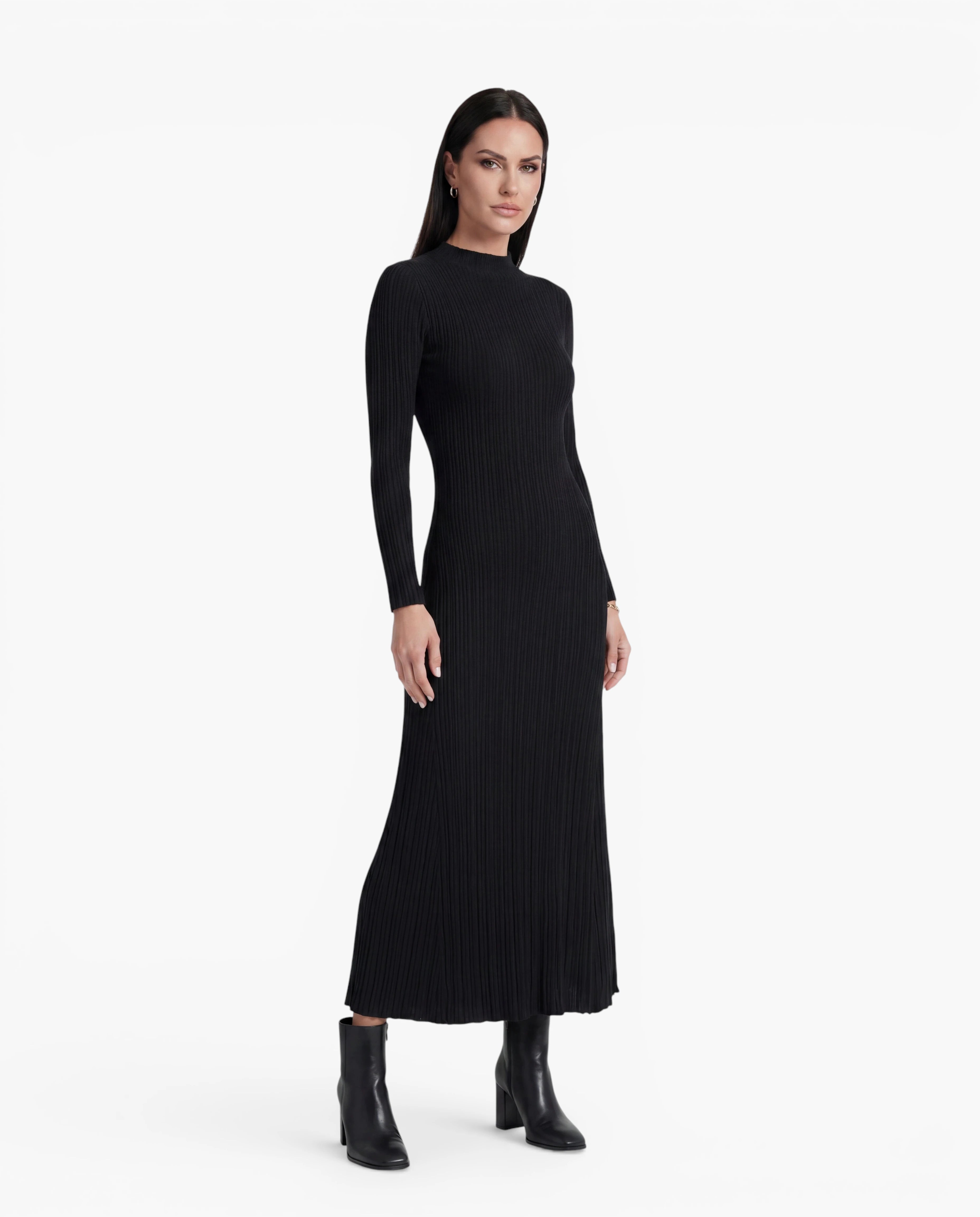 Long Sleeve Ribbed Knit Maxi Dress