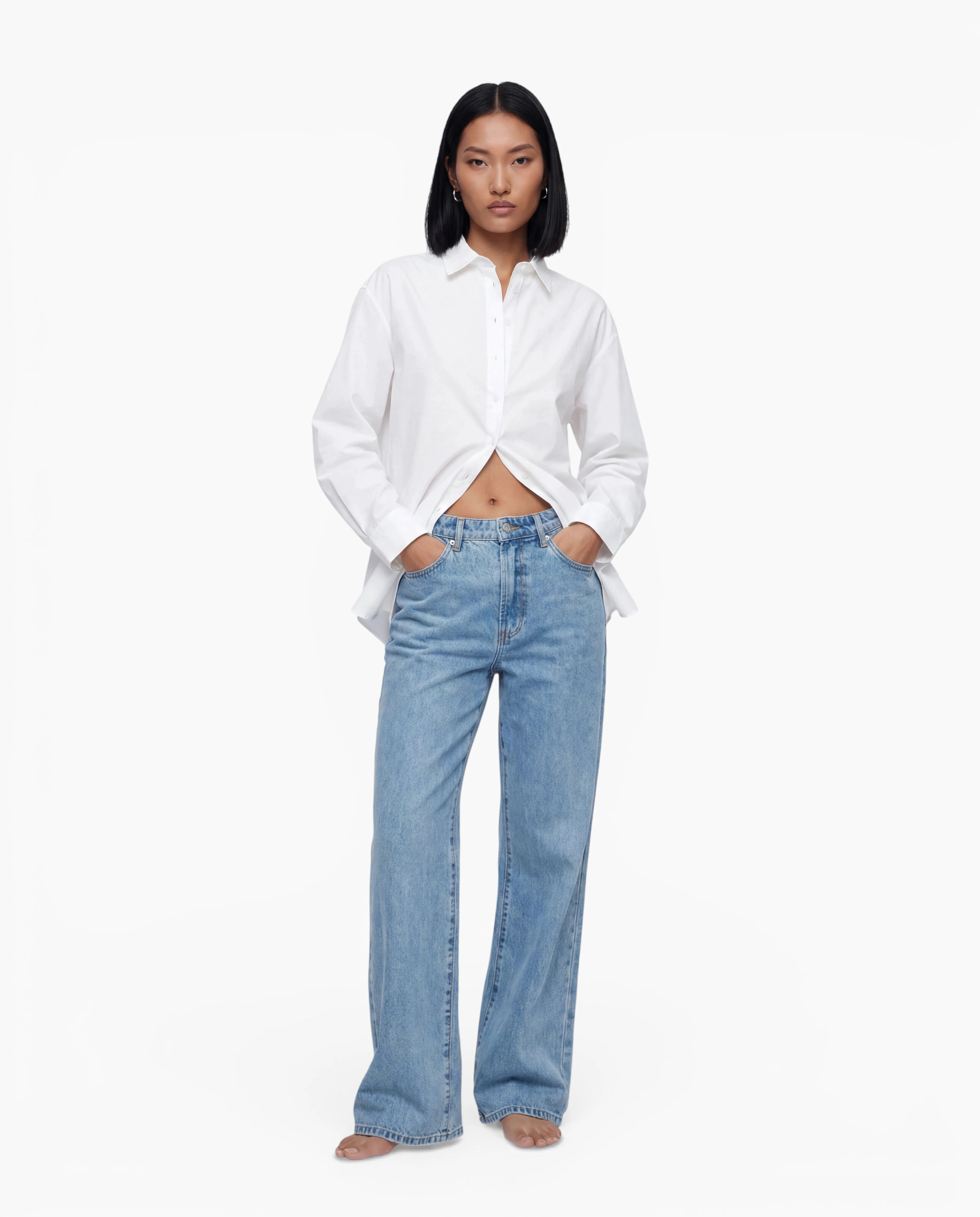 Oversized Cotton Poplin Button Up Shirt