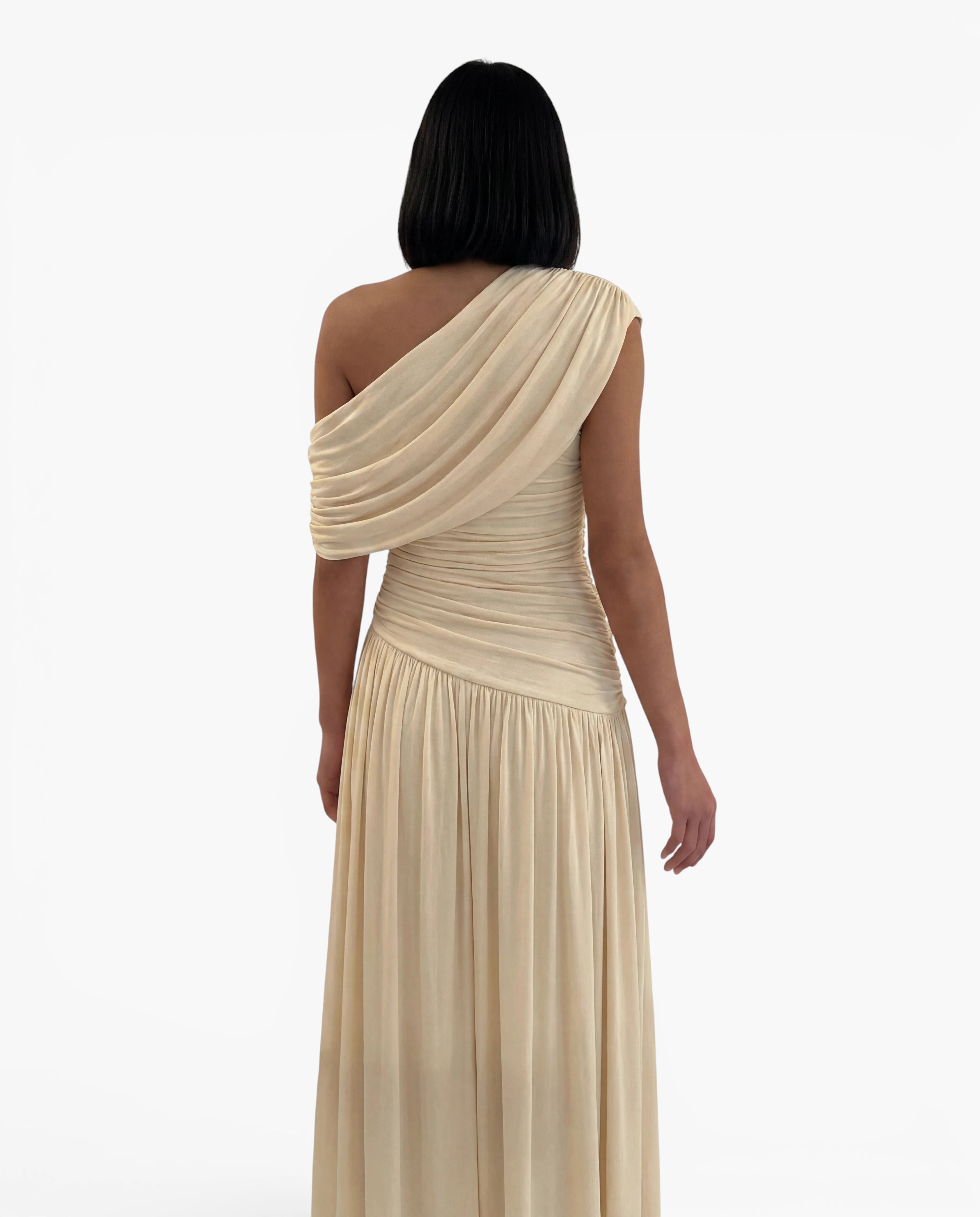 One Shoulder Draped Maxi Dress