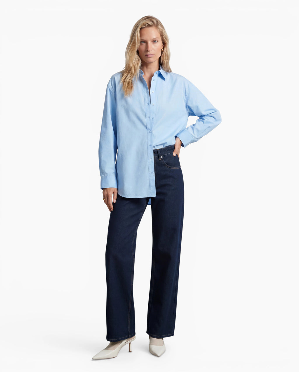 Oversized Cotton Poplin Button Up Shirt
