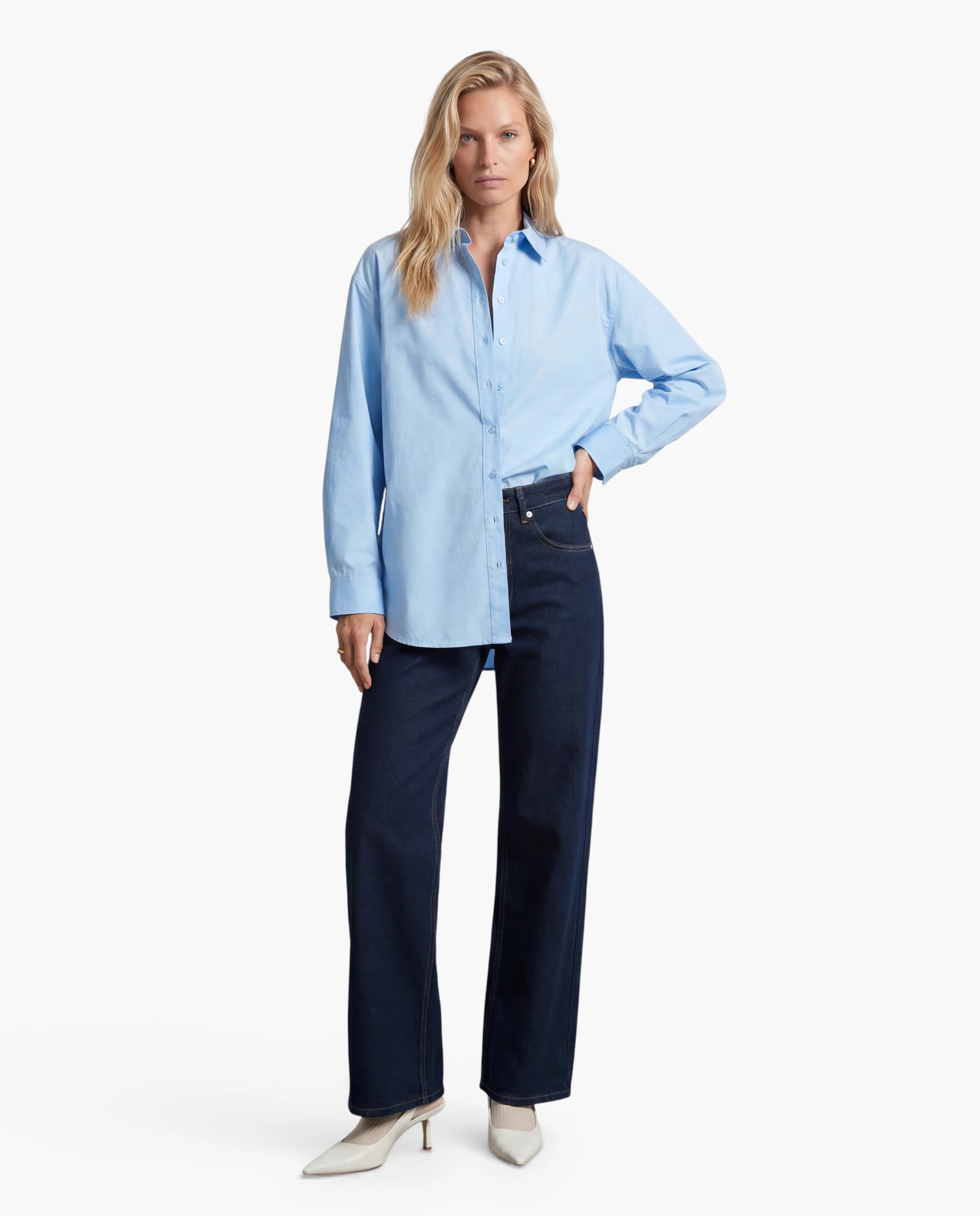 Oversized Cotton Poplin Button Up Shirt