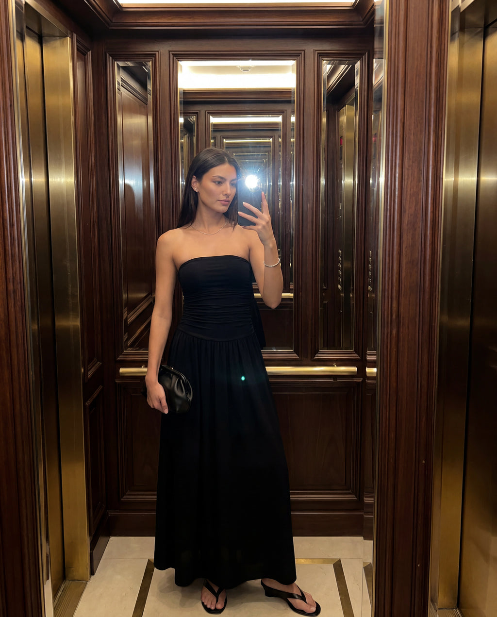 Strapless Ruched Maxi Dress
