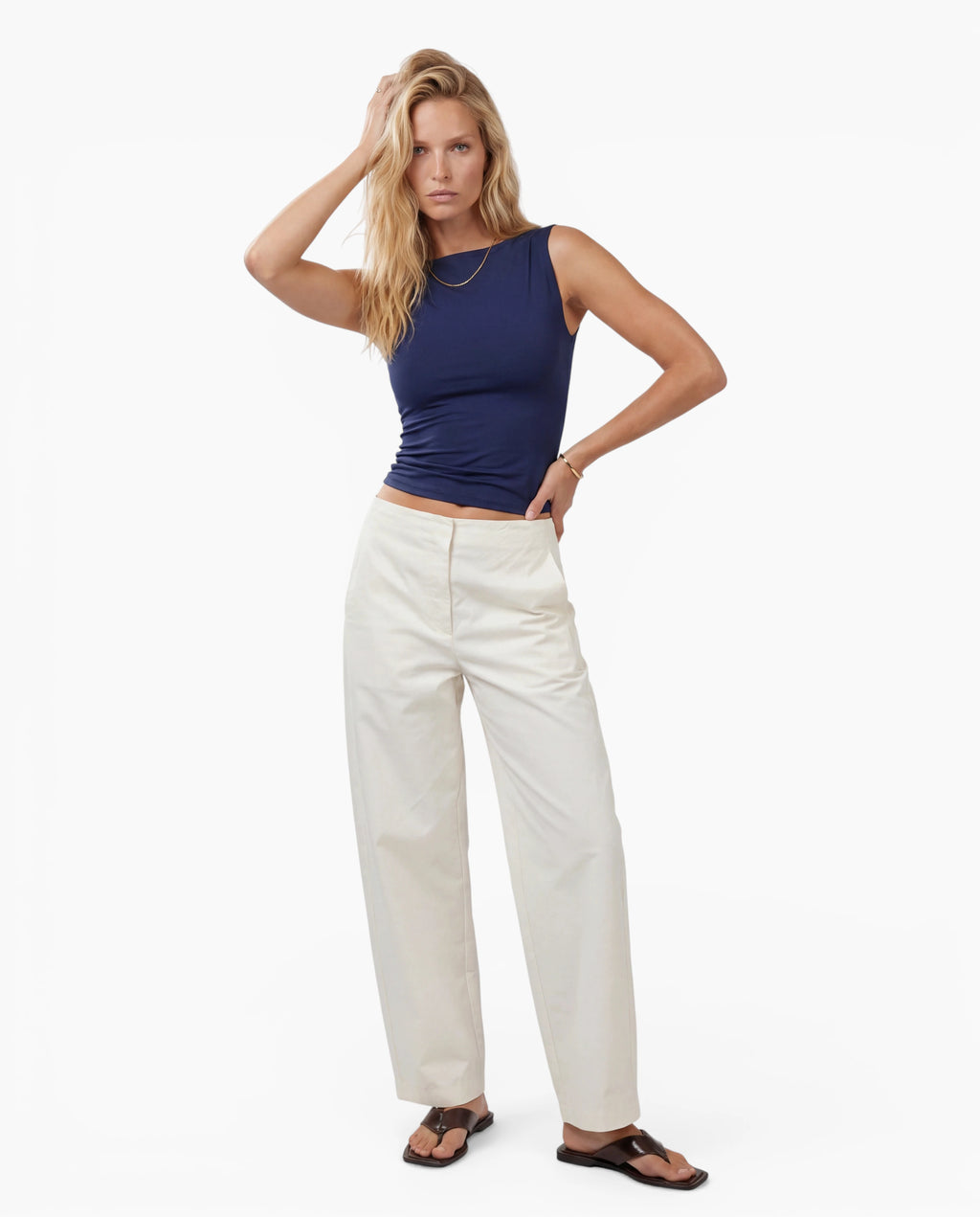 Boat Neck Sleeveless Crop Top
