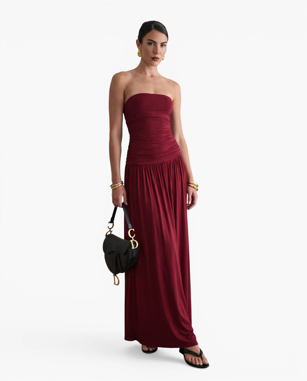 Strapless Ruched Maxi Dress