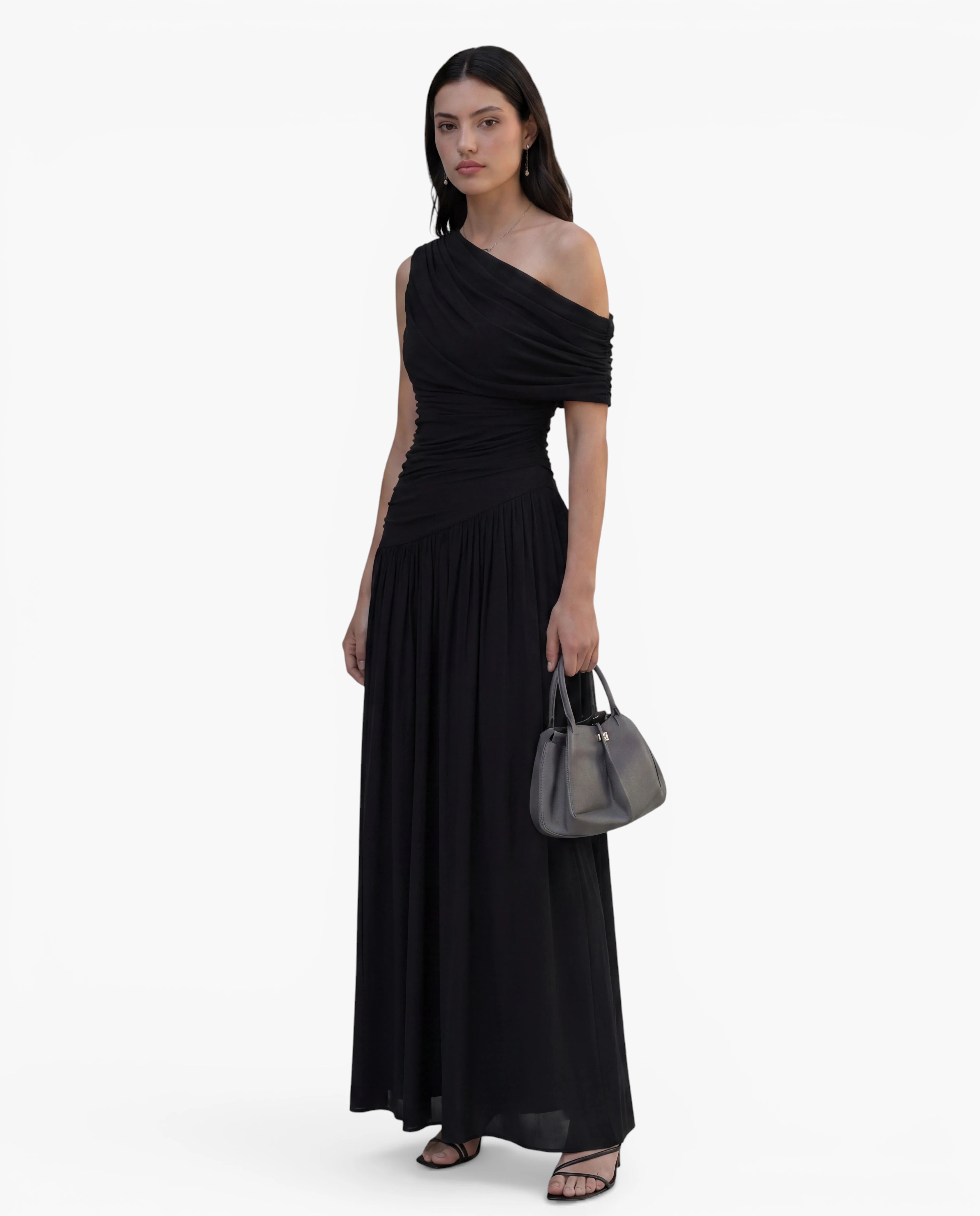 One Shoulder Draped Maxi Dress