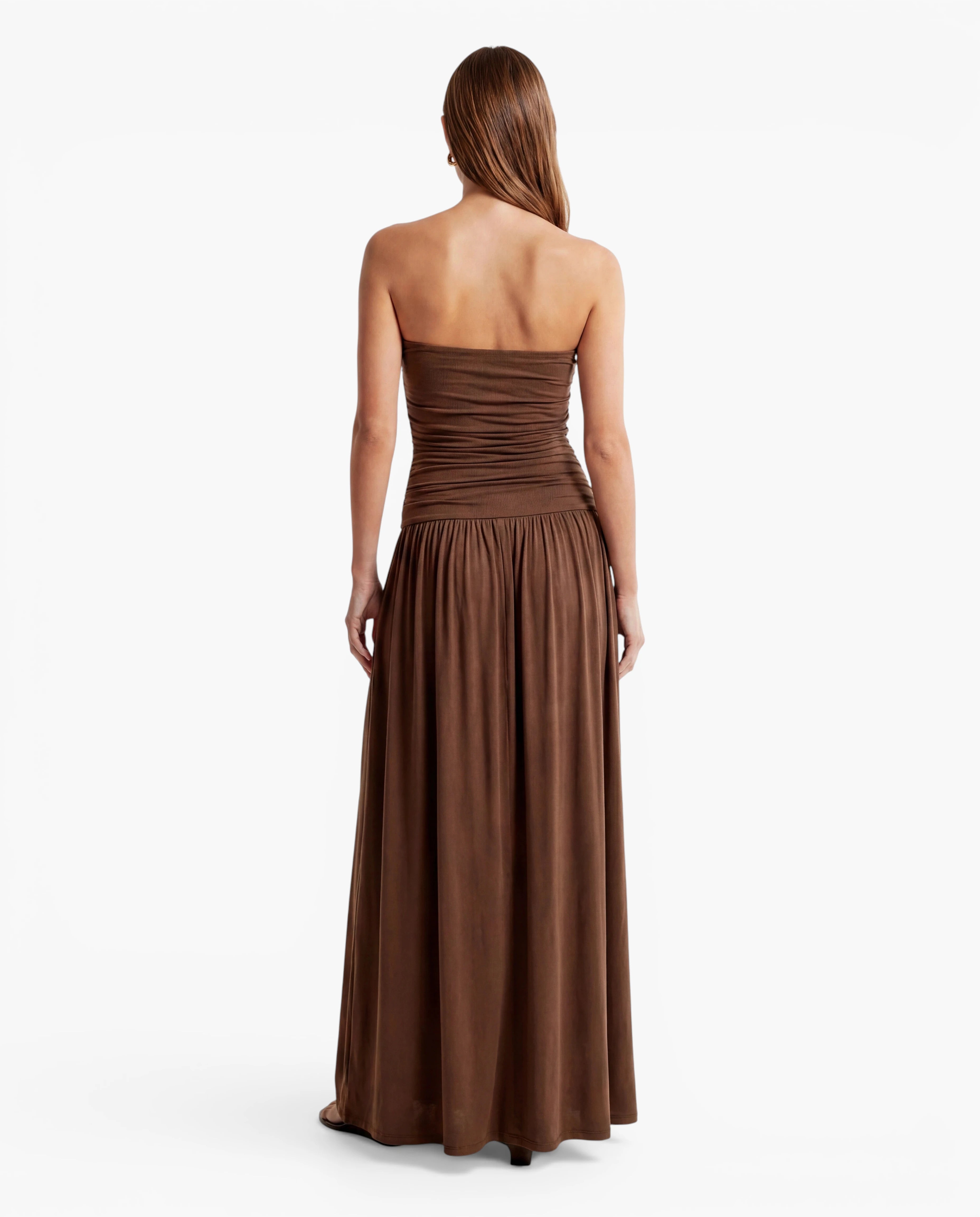 Strapless Ruched Maxi Dress