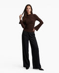 Boat Neck Flared Sleeve Ruched Top