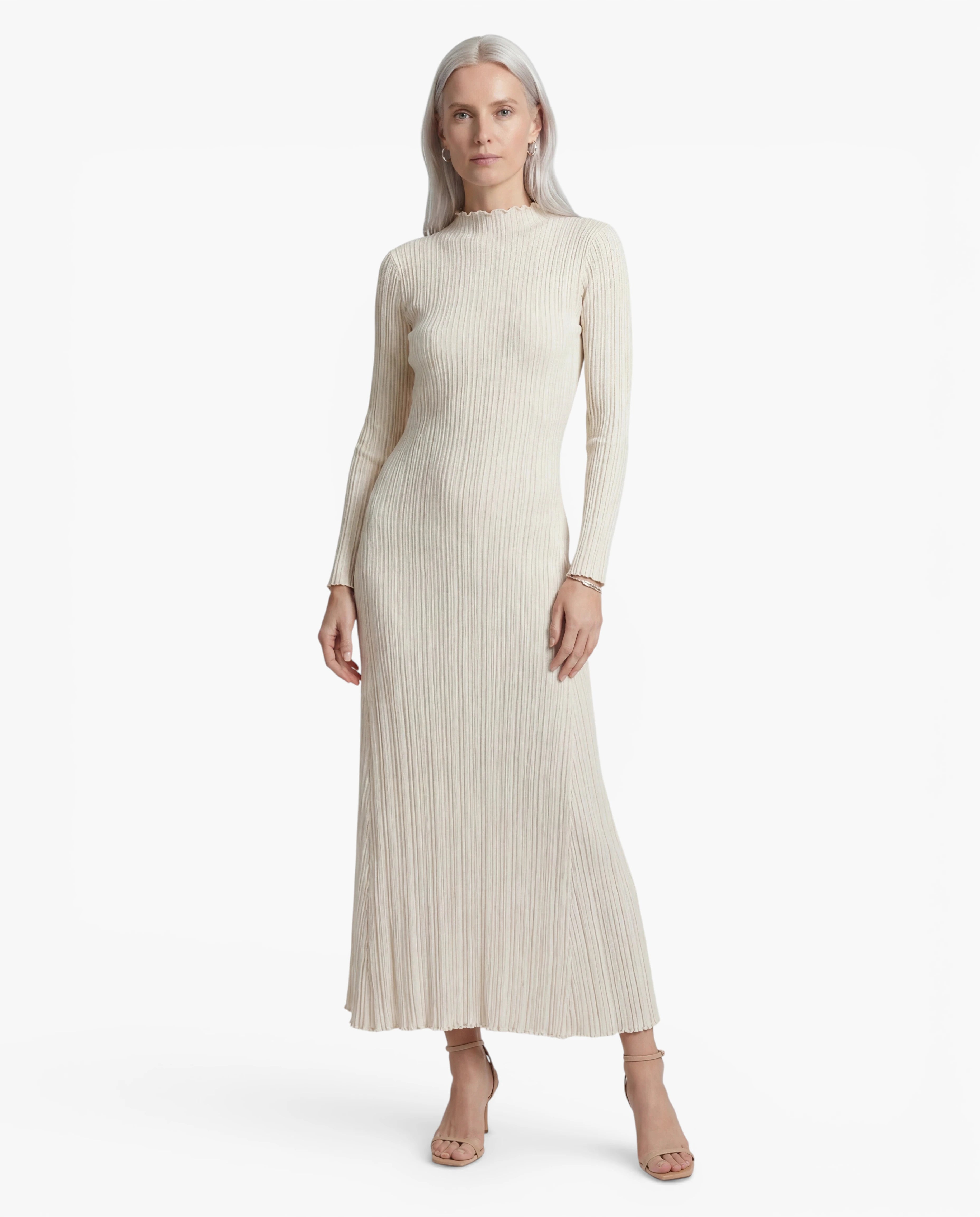 Long Sleeve Ribbed Knit Maxi Dress