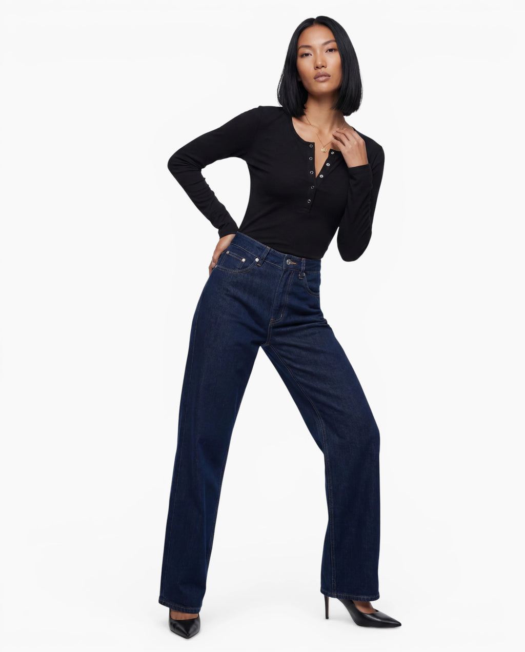 Long Sleeve Henley Button Top