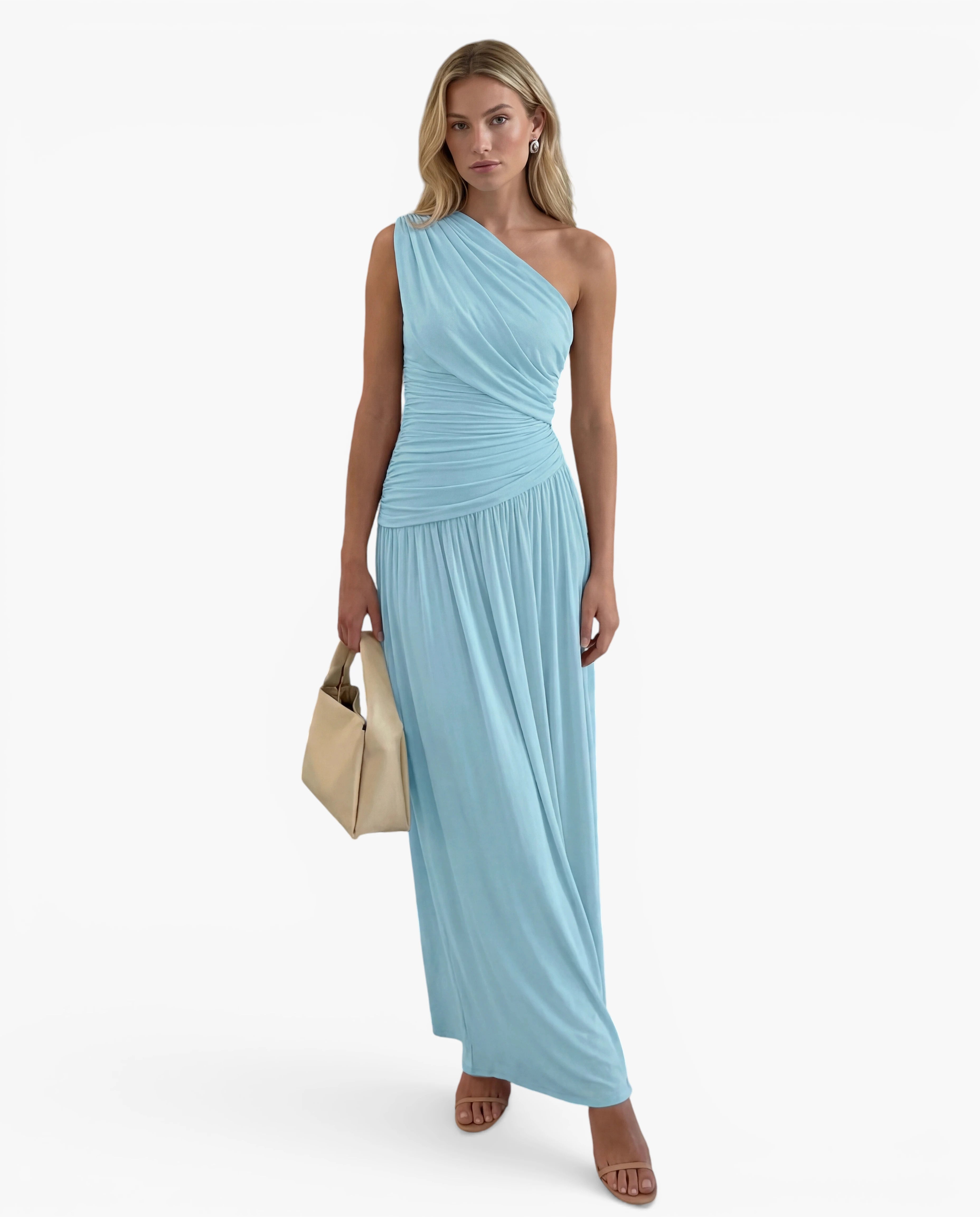 One Shoulder Draped Maxi Dress