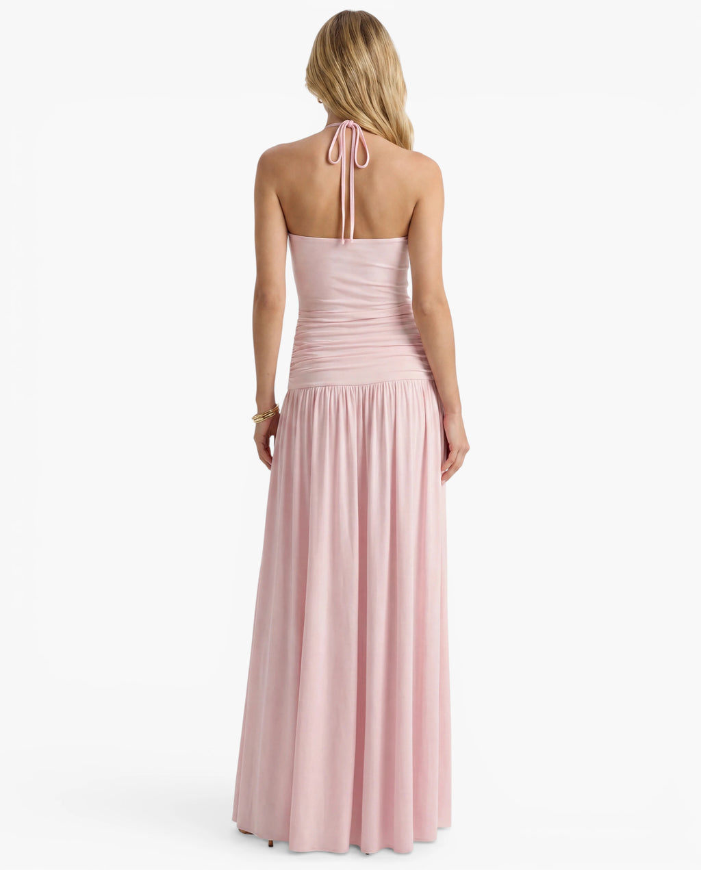 Halter Neck Ruched Maxi Dress