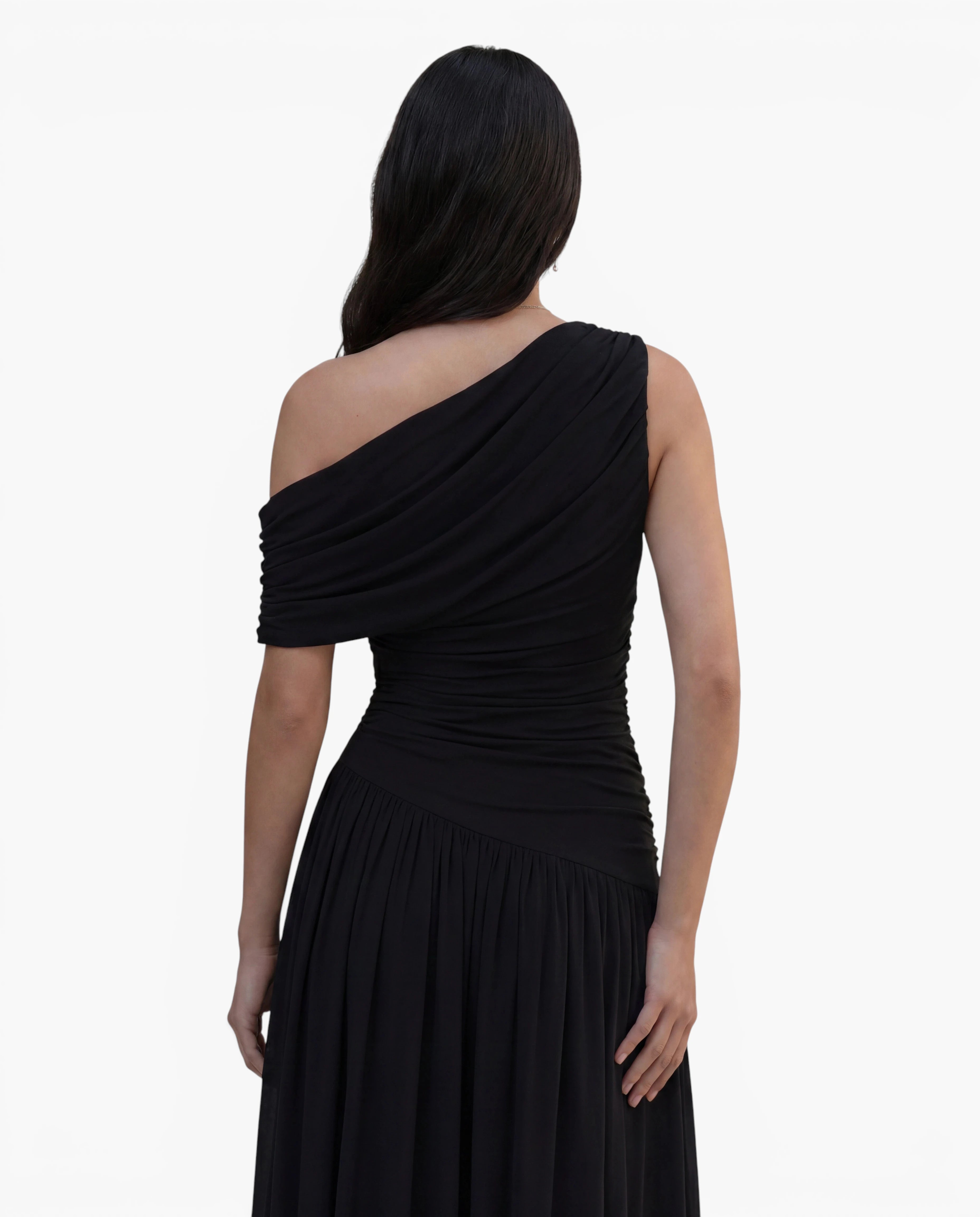 One Shoulder Draped Maxi Dress