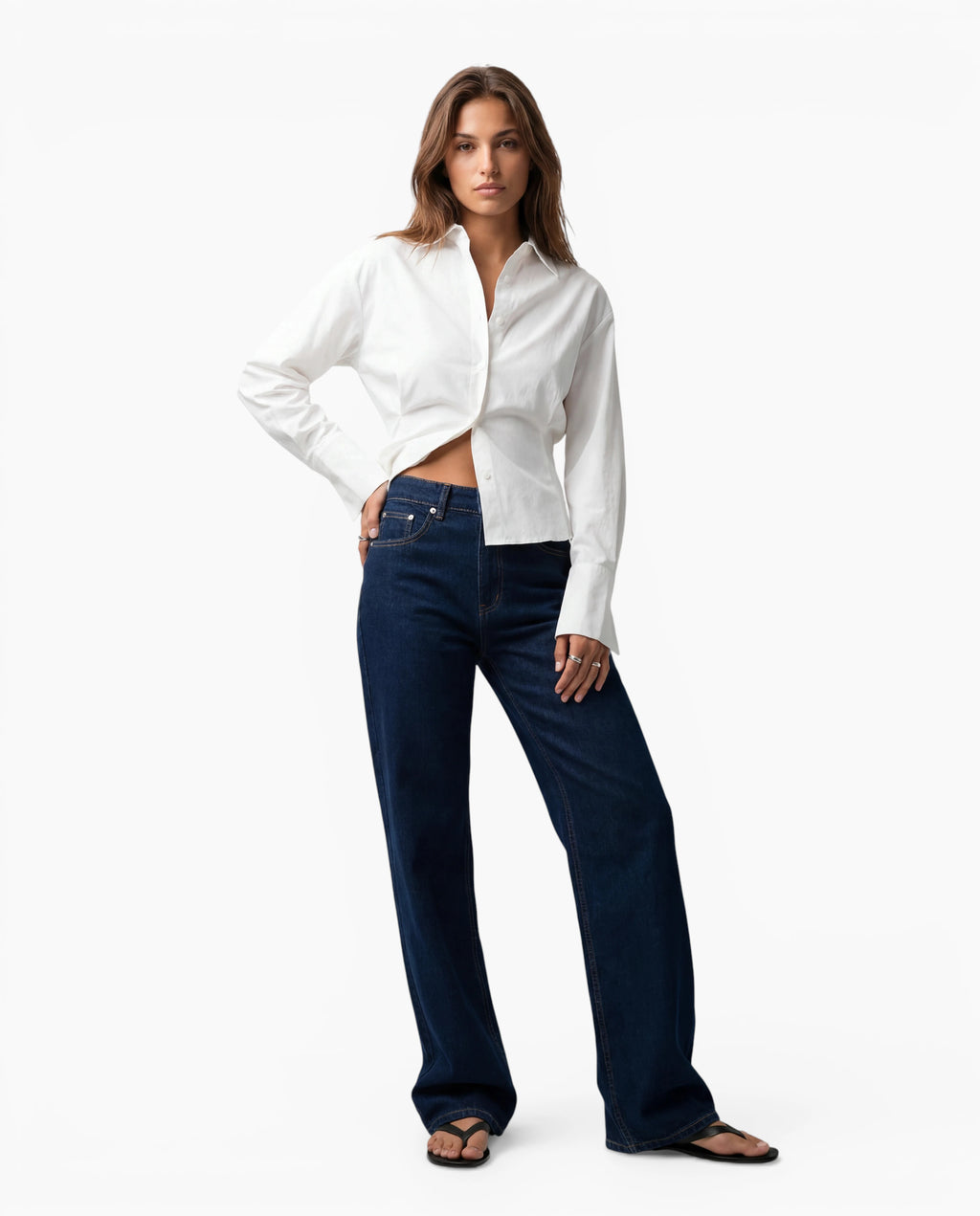 Sculpted Waist Button Down Shirt
