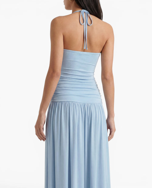 Halter Neck Ruched Maxi Dress