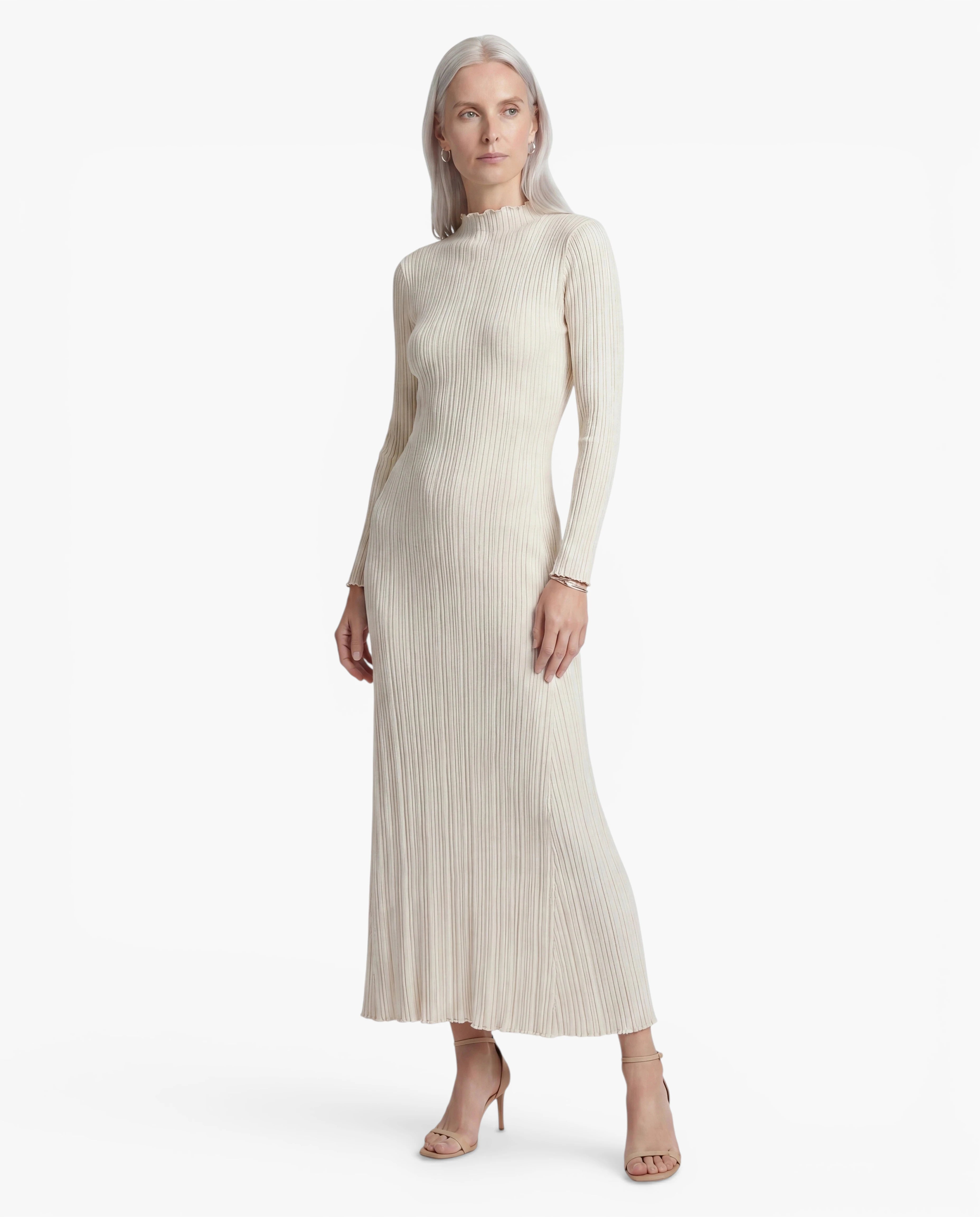 Long Sleeve Ribbed Knit Maxi Dress