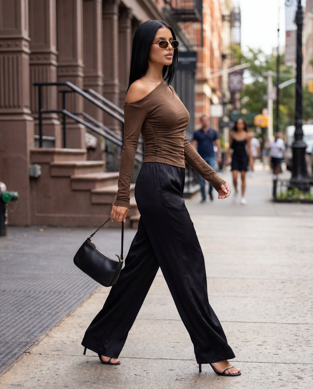 Asymmetric One Shoulder Long Sleeve Top