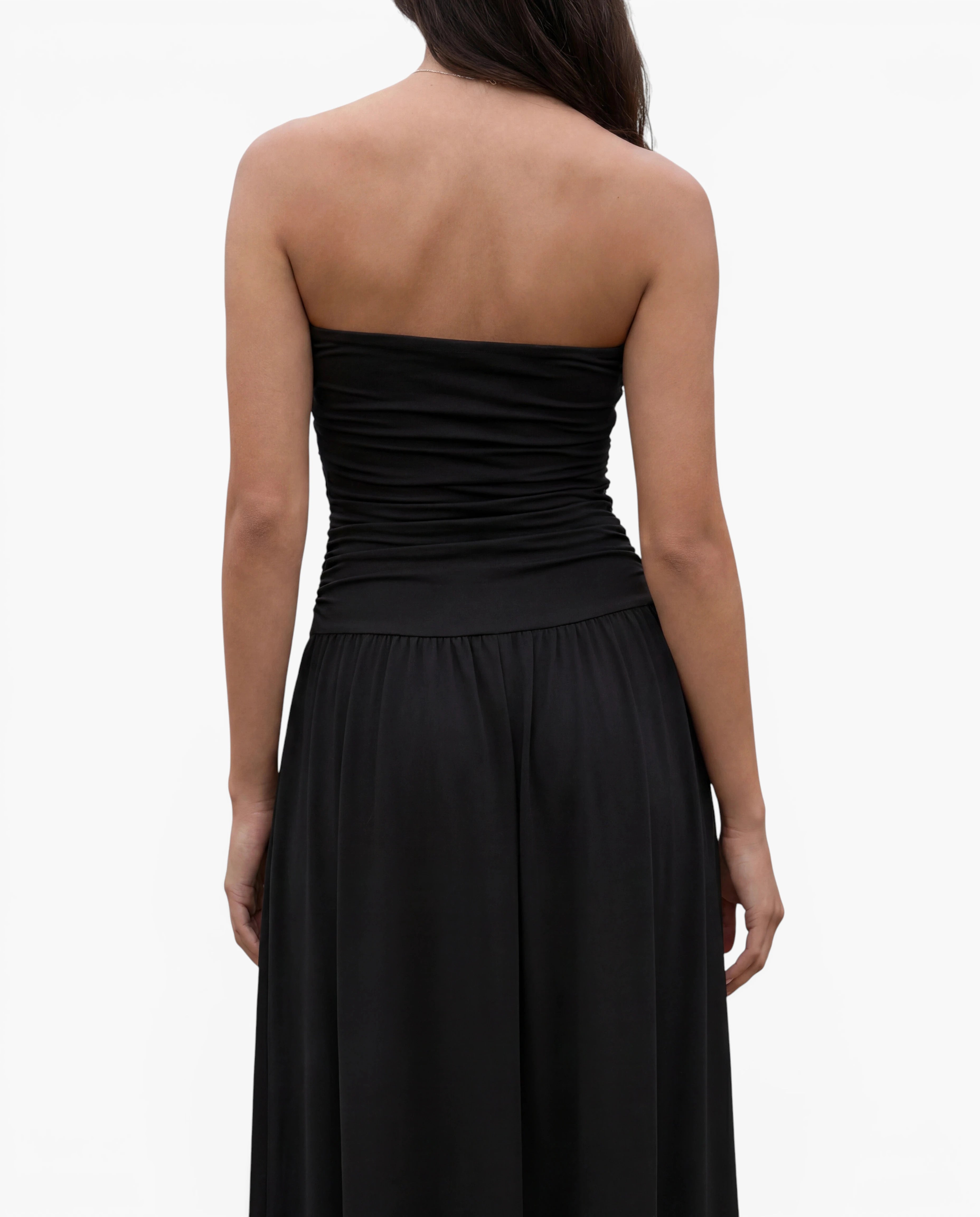Strapless Ruched Maxi Dress