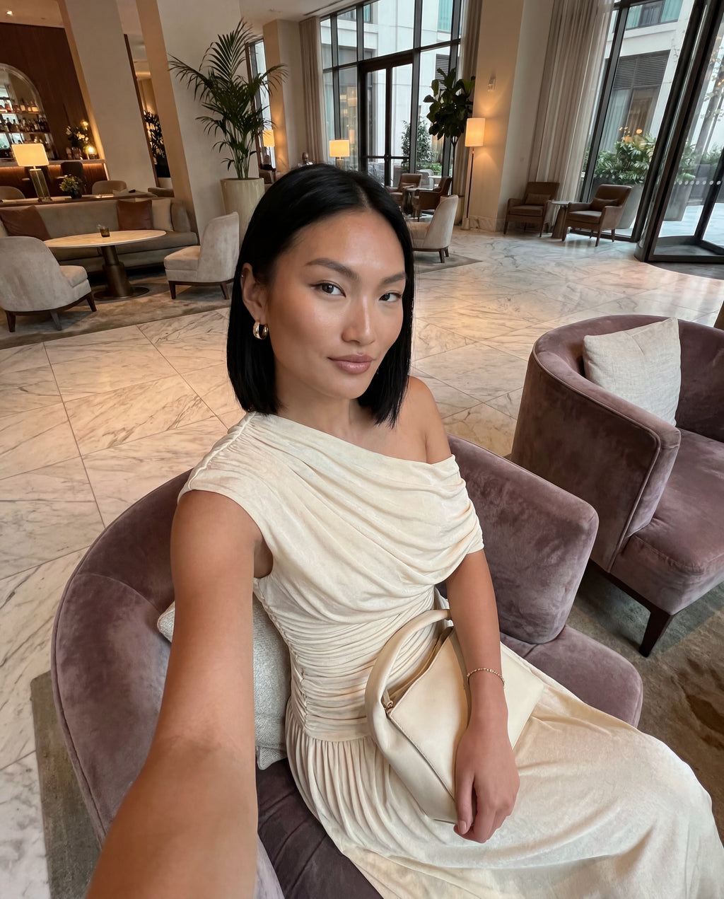One Shoulder Draped Maxi Dress