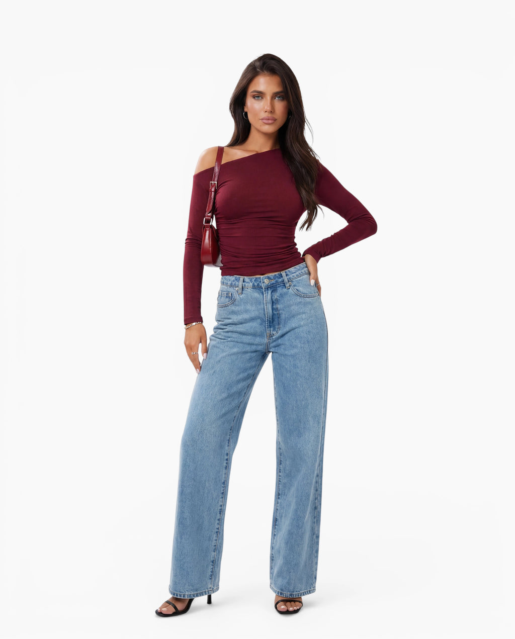 Asymmetric One Shoulder Long Sleeve Top