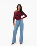 Asymmetric One Shoulder Long Sleeve Top