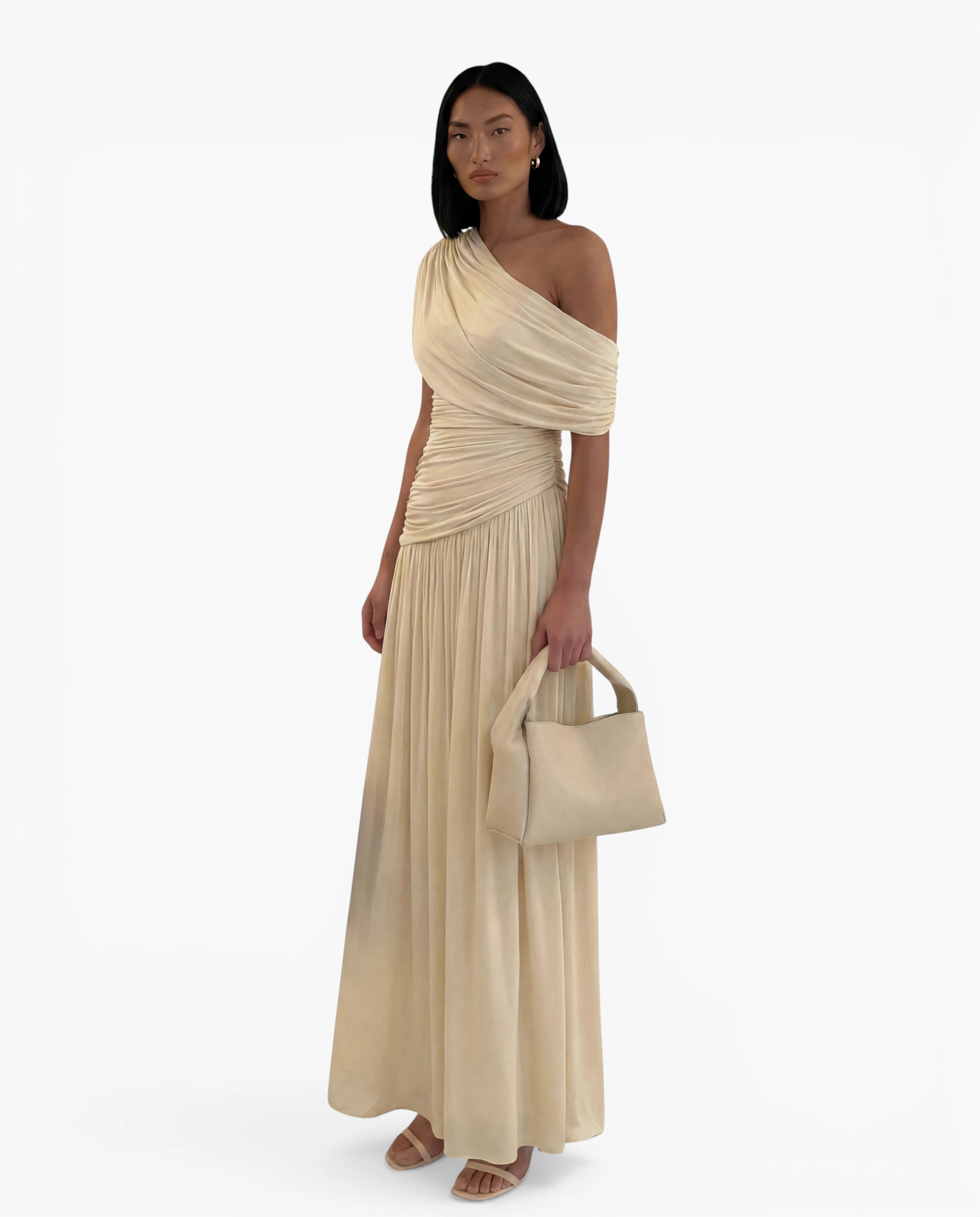 One Shoulder Draped Maxi Dress