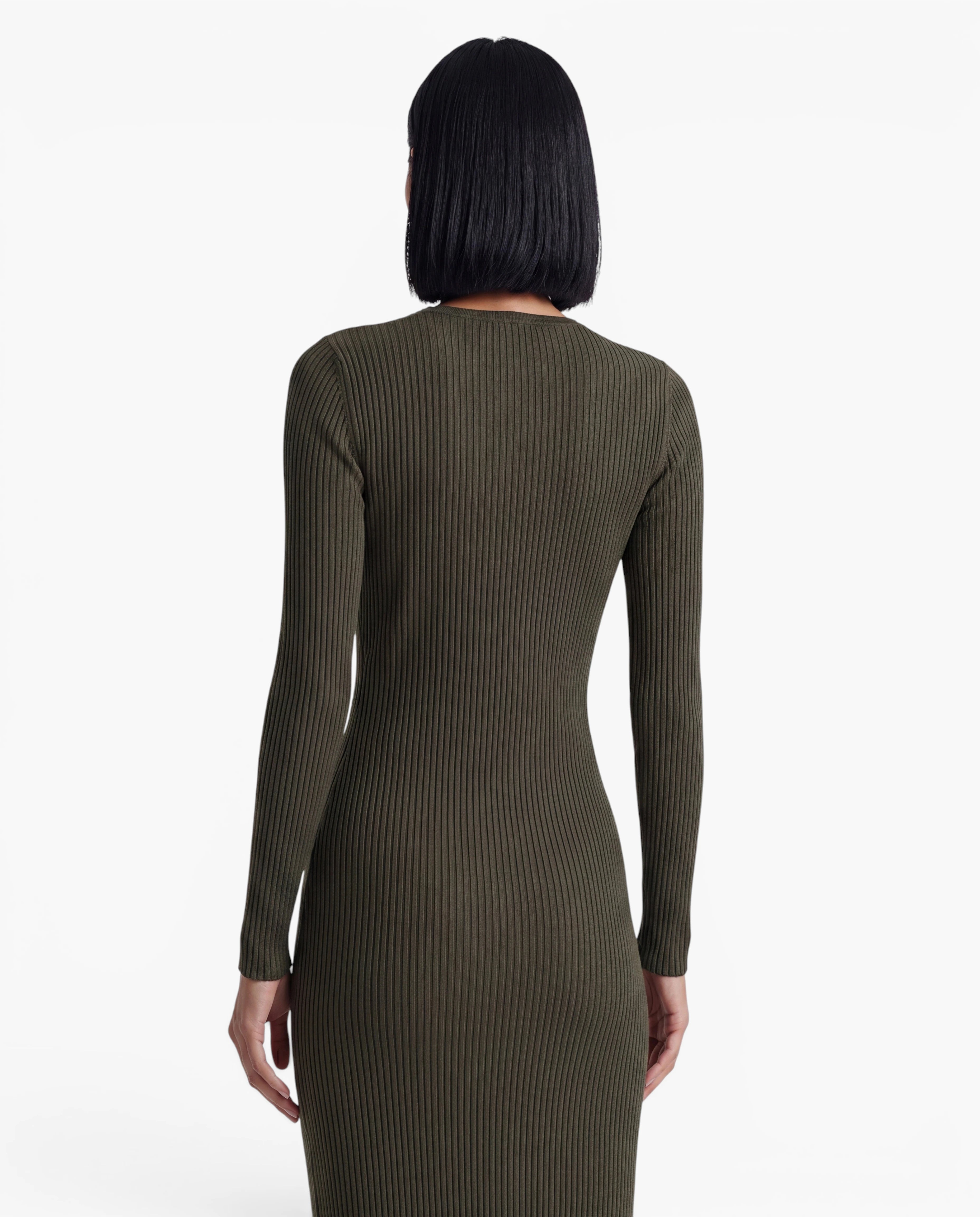 Long Sleeve Ribbed Knit Maxi Dress