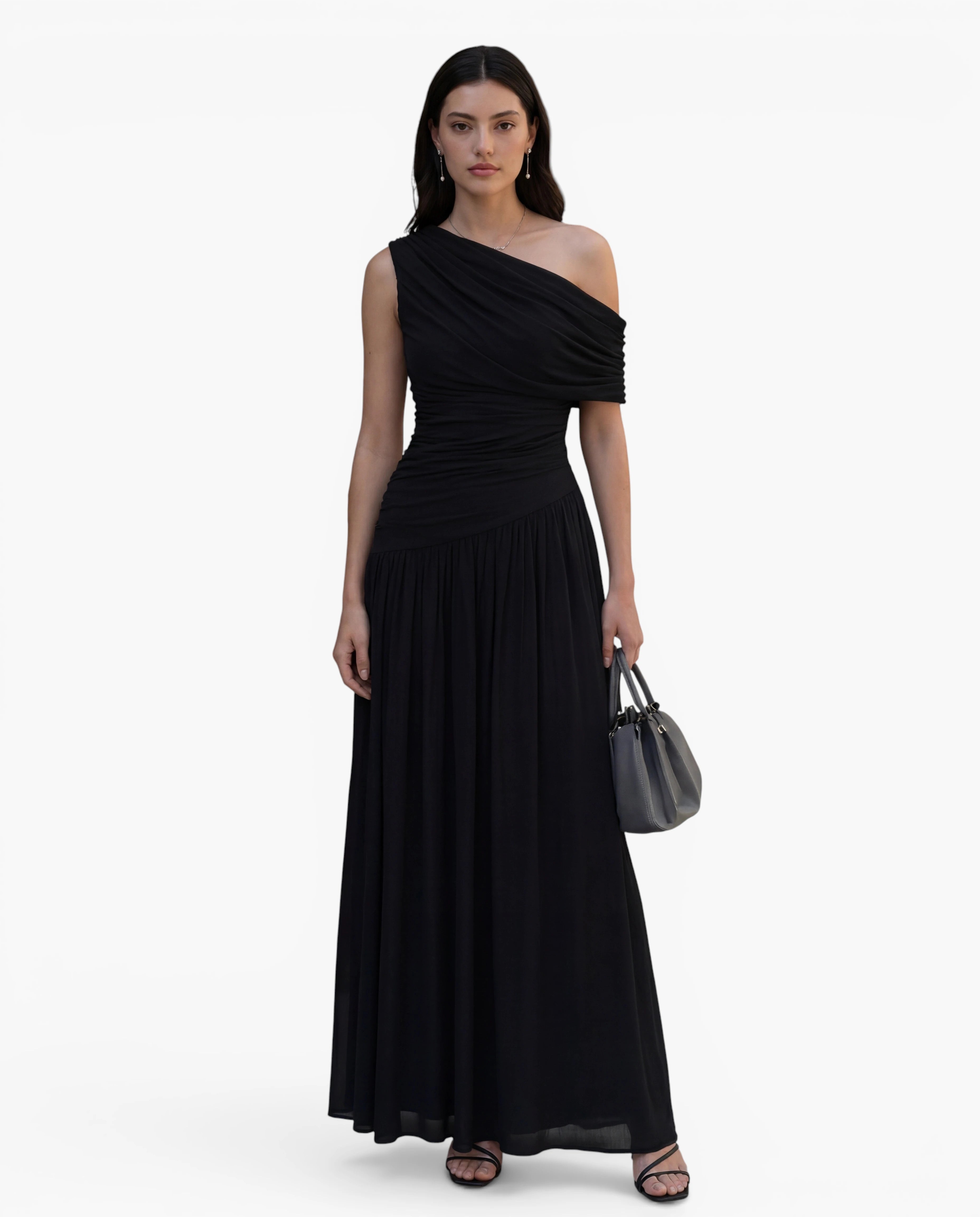 One Shoulder Draped Maxi Dress