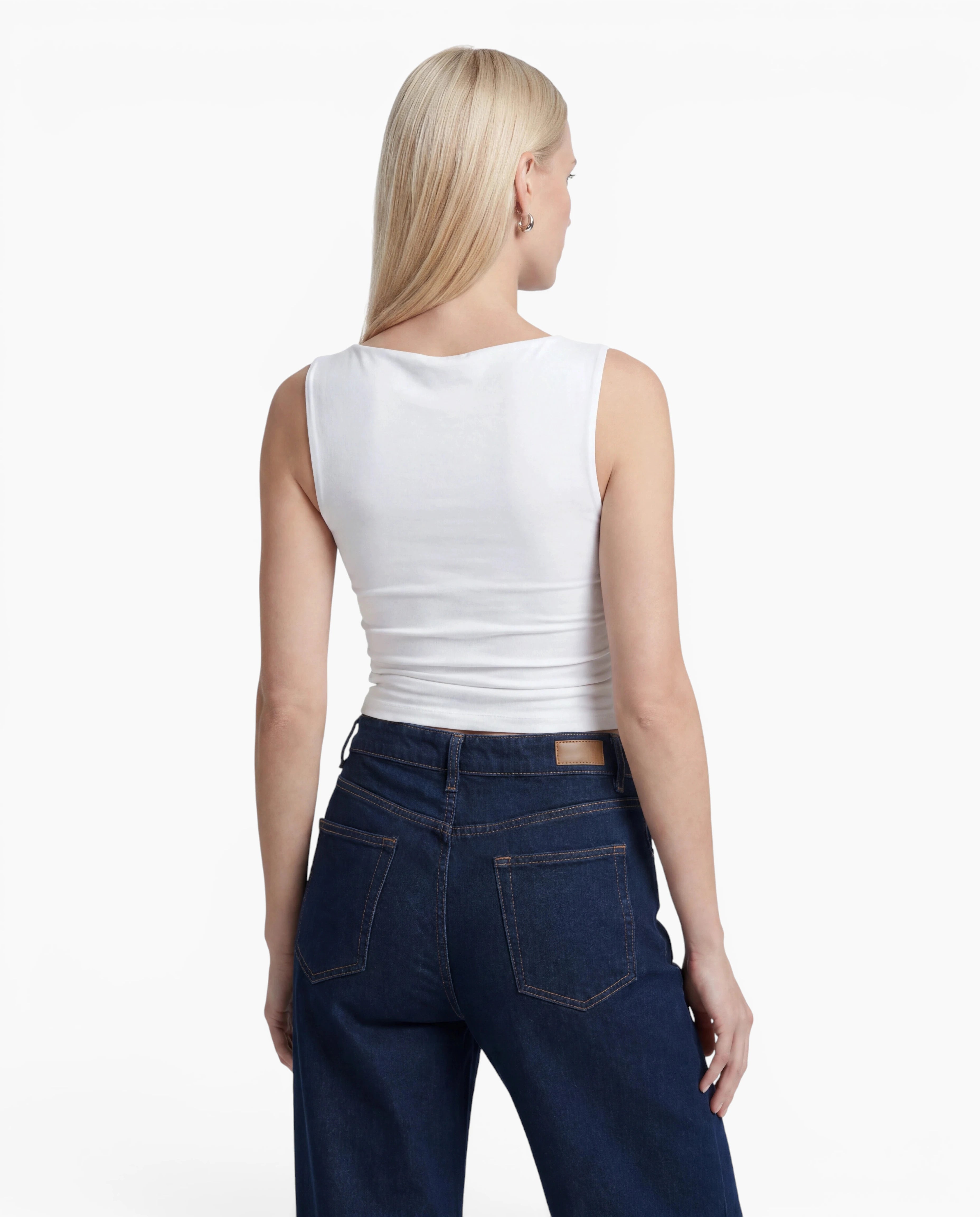 Boat Neck Sleeveless Crop Top
