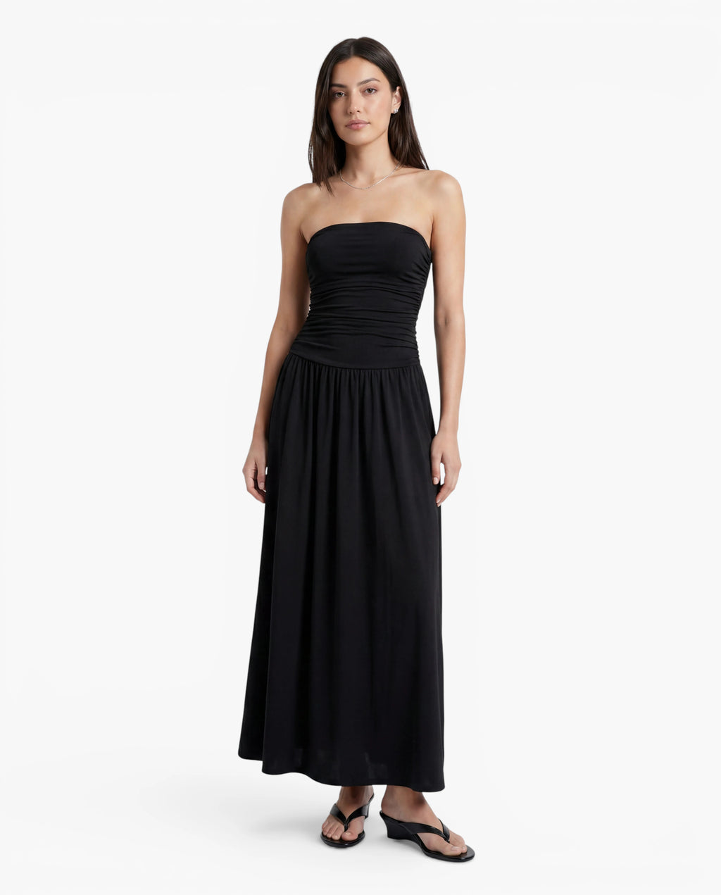 Strapless Ruched Maxi Dress